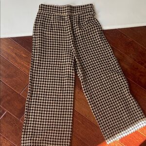 Zara Black and Tan Houndstooth Knit Pants